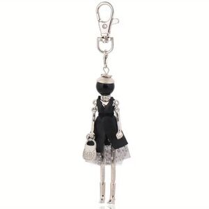 Chic Bag Charm Keychain Black and Silver